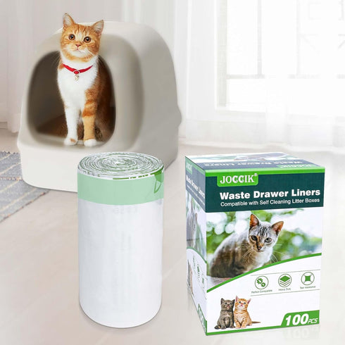 4 3, 100 Pack, Cat Litter Box Liner Compatible with Litter Box Robot & Waste Bags Waste Drawer Liners Heavy Duty White