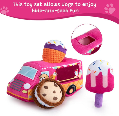Hollypet Squeaky Dog Toy, Interactive Plush Hide and Seek Dog Toys for Small Medium Sized Dogs and Non-Aggressive