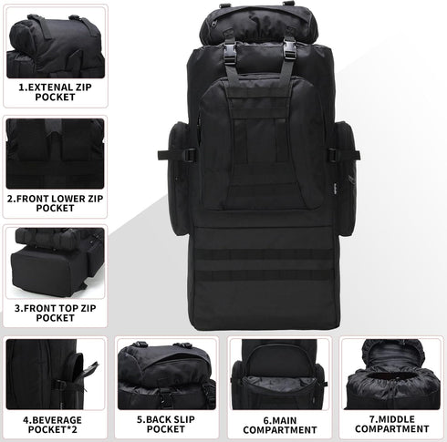 King'sGuard 100L Backpack Backpacking Daypack Camping Hiking Molle Rucksack Military Camping