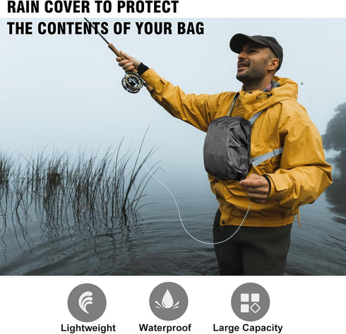 Fly Fishing Chest Pack, Waterproof Fishing Tackle Backpack, Lightweight Pouch with Multiple Compartments