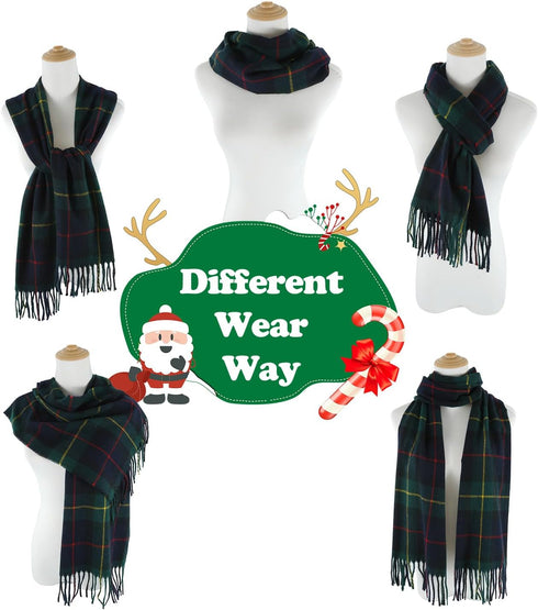 E-Clover Christmas Dog Bandanas Matching Owner Green Blue Buffalo Scarf Plaid Dog Bandana Bibs with Tartan Scarves