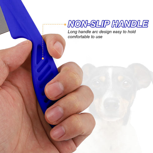 2 Packs Pet Hair Comb, 2 in 1 Multifunctional Pet Hair Comb for Grooming and Dehairing Face and Paws (Blue)