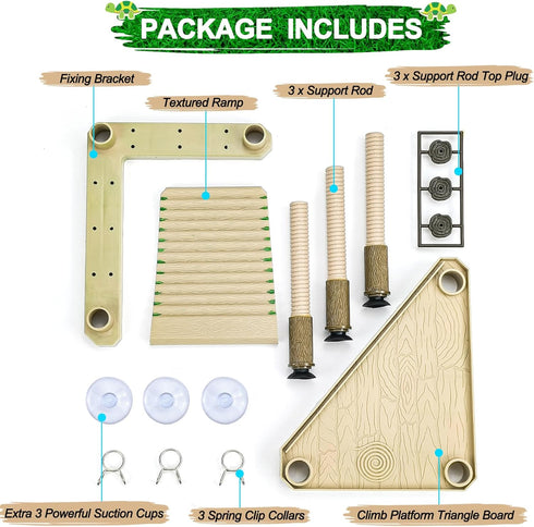 Small Floating Basking Platform for Aquatic Turtles, Decorative Aquarium Dock with Ramp Ladder