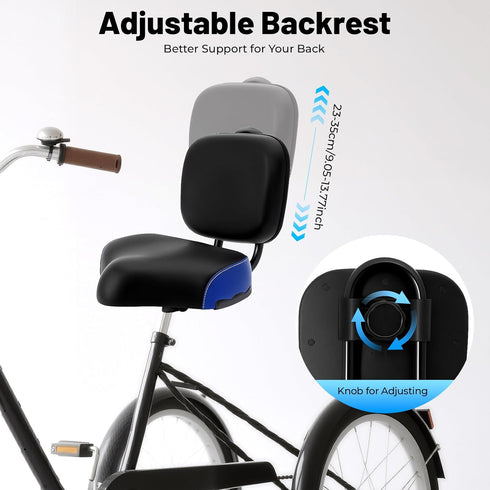 YDOOLNG 220lbs Commuter 9.84 11.81in Bike Seat with Backrest, Bicycle Seat with Adjustable Height Bike Saddle