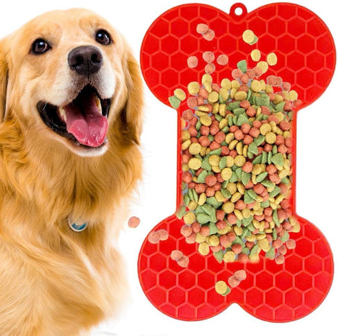 Quaziret 2Pcs Lick Mat | Bone-Shaped Licking Mat for Dogs & Cats | Peanut Butter Lick Pads for Boredom Reducer Perfect