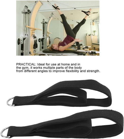 Pilates Straps Pack of 2, Anti-Slip Double Loop D Ring Straps for Home Gym Workout Yoga Exercise Accessories