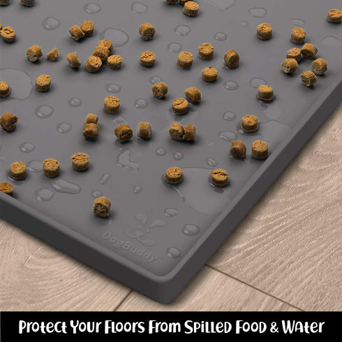 DogBuddy Waterproof Dog Food Mat, Silicone Mat for Dog Bowls, Nonslip Pet Feeding Mat, Small: 19"x12"