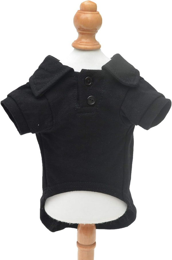 lovelonglong Basic Dog Polo Shirts Premium Cotton, Polo T-Shirts for Large Medium Small Dogs, Black XXL