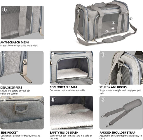 Henkelion 15lbs), Cat Carriers Dog Carrier Pet Carrier For Small / Medium Cats Dogs Puppies (Up To TSA Airline Approved