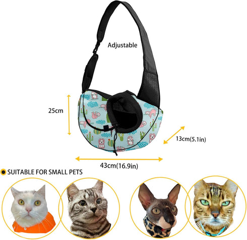 FUSURIRE Leopard Animal Print Pet Carrier Sling for Small Dogs Cats Hands Free Pet Puppy Outdoor Travel Carrier Bag