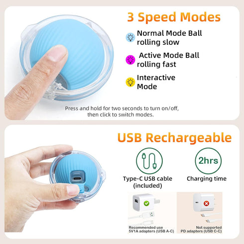 EcoPinnacle Interactive Cat Toy Ball, Automatic Moving Cat Ball in Pouch,Interactive Cat Toys for Indoor Cats,Motion