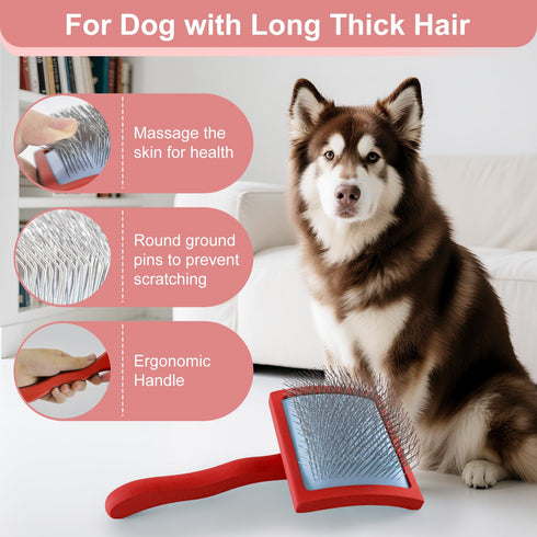 Slicker Brush for Dogs, Slicker Brush for Doodles Long Haired Dog, Goldendoodle Long Pin Detangler for Dematting, Dog