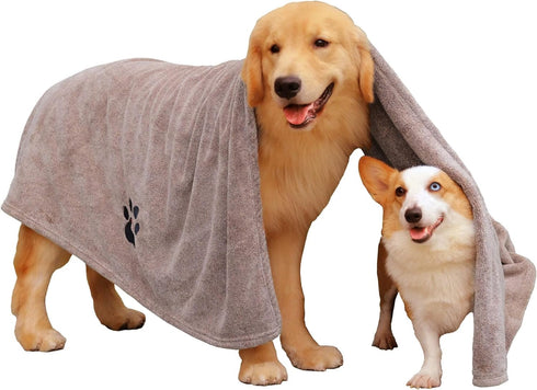 Extra Large Dog Towels for Drying Dogs, Super Absorbent Soft Microfiber Bath Grooming Towel for Pets (XL-55" * 36",