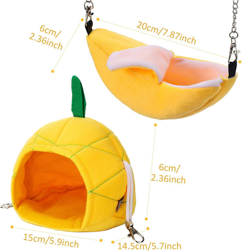 Jetec 2 Pieces Hamster Hammock - Soft Bed Small Pet House for Guinea Pig Rat Chinchilla Sleep and Play