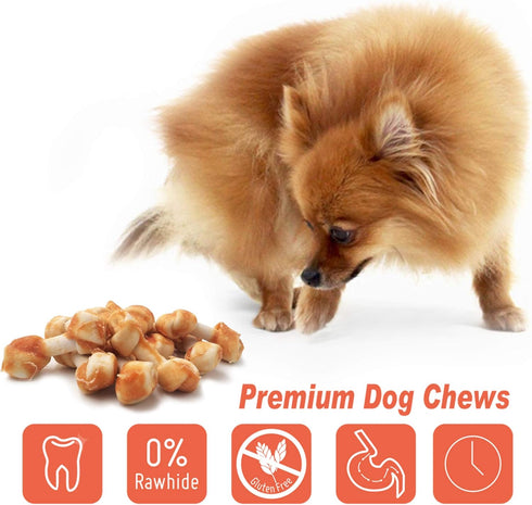 Chicken Dog Chew Bones Medium, Rawhide Free, Grain Free, Made with Real Chicken, 5 pcs/pack