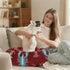 Maroon Animal Print Dog Bed for Small Pets - Anxiety Relief Pillow Bed - Size M