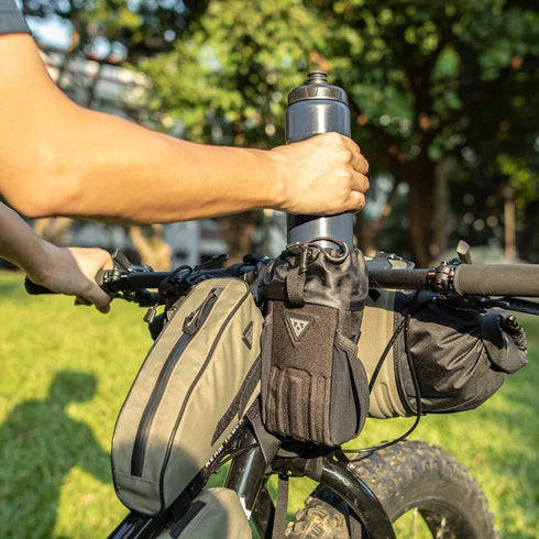1L Topeak FreeLoader Bike Bag (Black) Stem-Mounted Handlebar Storage Pouch with Adjustable Straps, Side Mesh Pocket