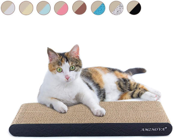 AMZNOVA Cat Scratcher - Durable Cardboard Cat Scratching Pad with Catnip, Narrow, Textured Black (Upgraded)