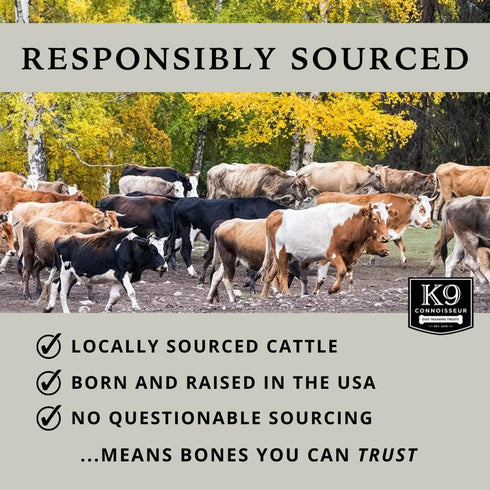 K9 50 3 Pack Connoisseur Beef Marrow Dog Bones Long Lasting for Aggressive Chewers - USA Made Single Ingredient Dynamo