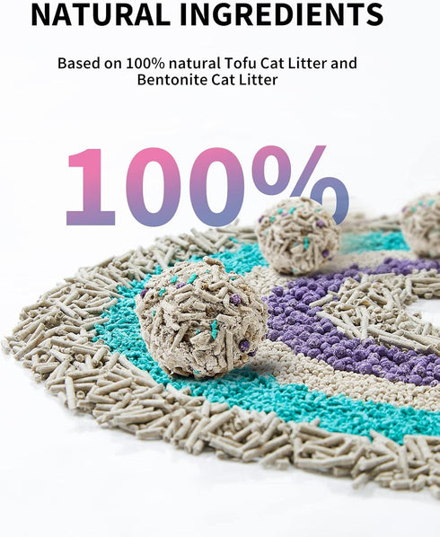 PETKIT Mixed 5 in 1 Cat Litter, Strong Clumping, Odor Control, Unscented, Ultra Absorbent, Water Flushable, 8 lbs/Bag,