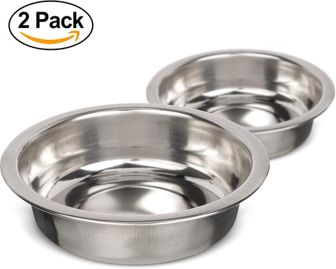 Neater Pet Brands 1.5 Cup (12 oz.) Shallow Stainless Steel Cat Bowls, Set of 2, Whisker Friendly