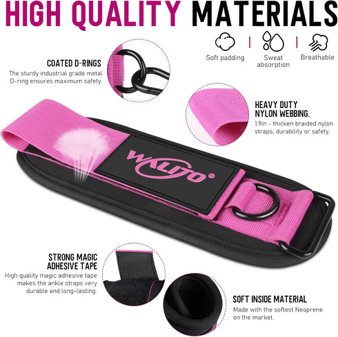 WALITO Ankle Resistance Bands with Cuffs, Ankle Weights for Women, Glutes Workout Equipment, Exercise Equipment for
