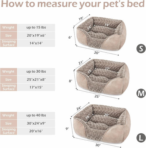 INVENHO Large Dog Bed for Large Medium Small Dogs, Rectangle Washable Orthopedic Bed, Soft Calming Sleeping Puppy Bed,