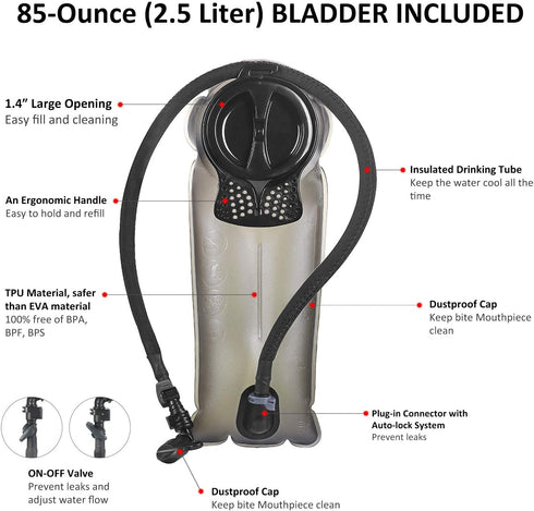Unigear Tactical Hydration Packs Backpack - 1050D with 3L Water Bladder, Thermal Insulation Pack
