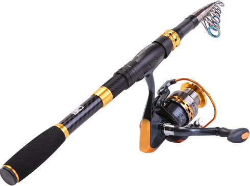 Sougayilang Fishing Rod Reel Combos Carbon Fiber Telescopic Fishing pole with Spinning