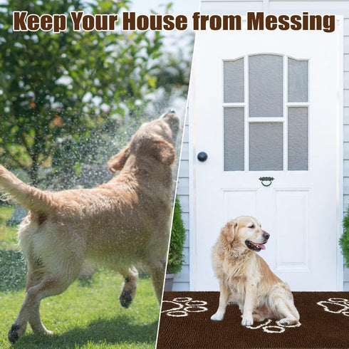 EXPAWLORER Dog Rug for Muddy Paws, Super Absorbent Microfiber Mat, Anti-Slip, Machine Washable, Brown