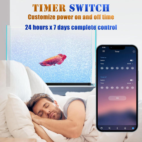 Smart App-Controlled LED Aquarium Light - 9.3'' Fish Tank Light with 16 Million Colors, 12 Dynamic Effects, Nano Air