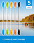 OCEANBROAD Adjustable Fishing Kayak Paddle - 94in/240cm to 102in/260cm Aluminum Alloy Shaft with Paddle Leash