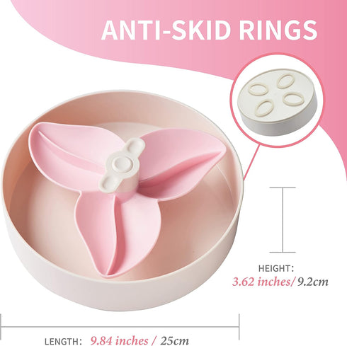 SPIN Bowl Slow Feeder Dish for Dogs - Bougainvillea Pink Interactive & Adjustable Center Puzzle Piece for Feeding