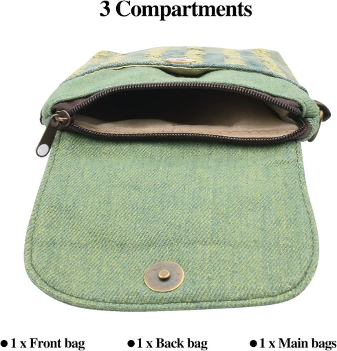 WITERY Handmade Small Canvas Cell Phone Purse - Cute Cross Body Wallet with Adjustable Shoulder Strap