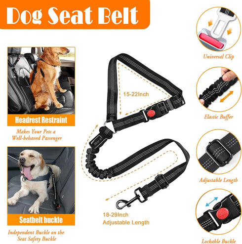 No Pull Dog Harness, Collar & Leash Set with Dog Seat Belt, Collapsible Bowls & Poop Bag Dispenser for Small to Large