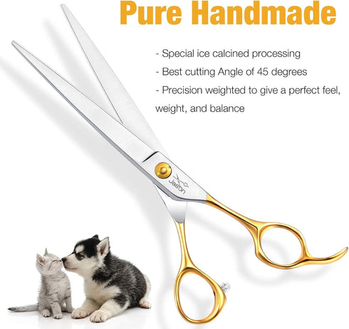 Trimming 7" JASON Dog Grooming Scissors Shears - Cats Shears Professional Pets Scissor Kit for Right Handed Groomers