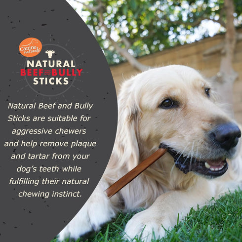100% 4 Count Canine Naturals | Natural Beef & Bully Sticks | Long-Lasting, Odor Free, High Protein Chews Made with Real