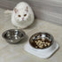 Cat Bowls Elevated Tilted Whisker Friendly - Shallow Stainless Steel Food Dishes for Indoor Cats, Elevated Design