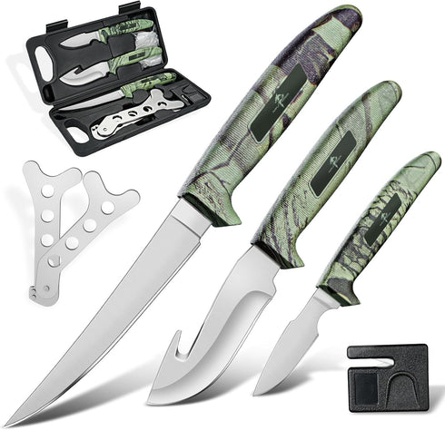 Purple Dragon Hunting Knife Set, Deer Hunting Gear Butcher Game Processor Field Dressing Kit