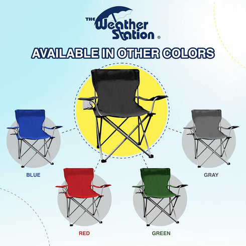 Weather Station Camping Chair, Lightweight and Portable Outdoor Folding Tailgate Quad Chair with Cup Holder