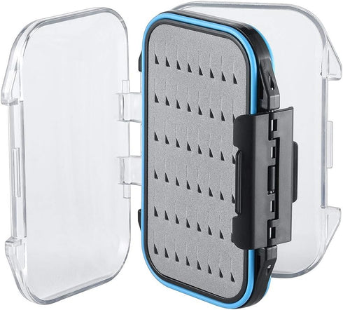 Gonex Fly Boxes for Fly Fishing, Two-Sided Waterproof Lightweight Box with Transparent Lid, 4.1"x 3.0"x 1.2", Grey