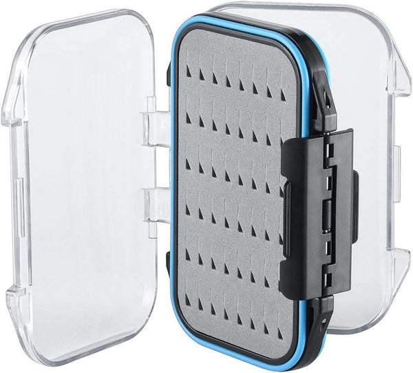 Gonex Fly Boxes for Fly Fishing, Two-Sided Waterproof Lightweight Box with Transparent Lid, 4.1"x 3.0"x 1.2", Grey