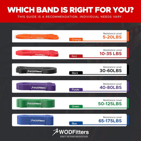 WODFitters Pull Up Assistance Band - For Stretching, Mobility Workouts, Warm Up, Recovery, Powerlifting, Home Fitness