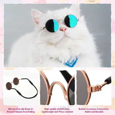 8 Pcs Pet Dog Cat Costume - Halloween Dog Neck Tie and Sunglasses for Small Dog Cat Accessories Halloween Cosplay Party