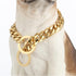 Dog Chain Collar Chew Proof, Heavy Duty 15mm Thick Stainless Steel Metal Cuban Link for Small Medium Large Dogs - Gold
