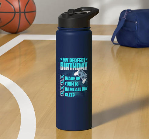 Gaming Video Gamer Apparel My Perfect Birthday - Game Controller Video Gamer Gaming Stainless Steel Insulated Water