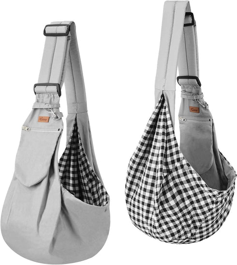CUBY Dog and Cat Sling Carrier - Hands-Free Reversible Pet Papoose Bag, Soft Pouch and Tote Design for Small Dogs and