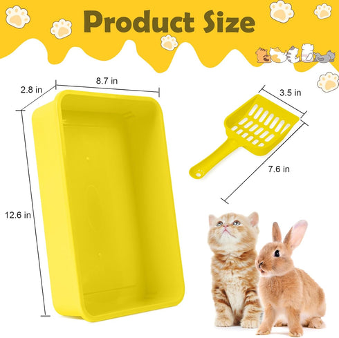 5 Pcs Kitten Small Litter Box Set, Open Cat Litter Box with 5 Scooper, Portable Litter Box for Small Pet, 12.6 x 8.7 x