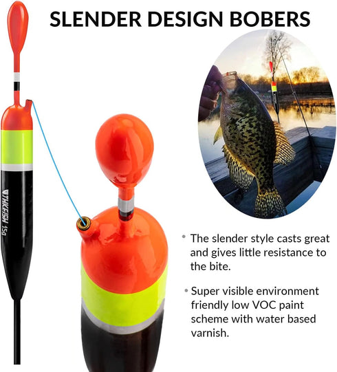 THKFISH Fishing Bobbers, Slip Bobbers for Fishing, Balsa Floats Crappie Fishing Bobbers (1/6oz, 3/8oz, 1/2oz)
