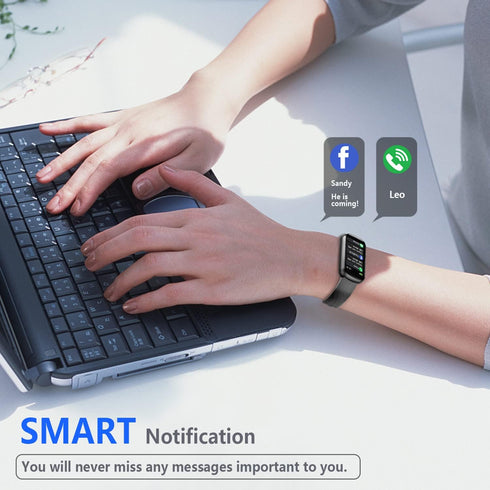 FITVII 24/7 IP68 Slim Fitness Tracker with Blood Oxygen, Blood Pressure, Heart Rate and Sleep Tracking, Waterproof